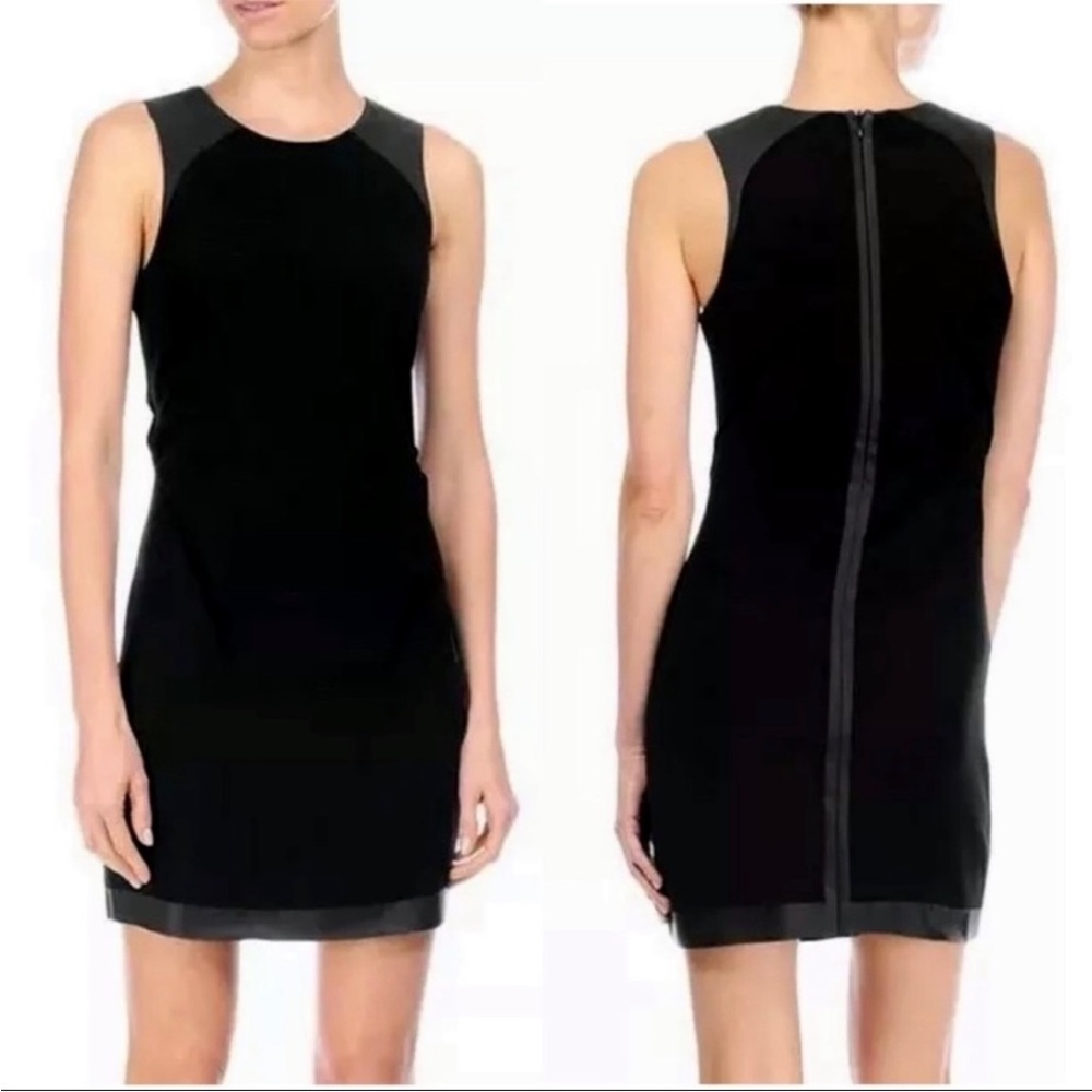 Rag & bone Nudie tonal faux leather trim sleeveless crepe dress